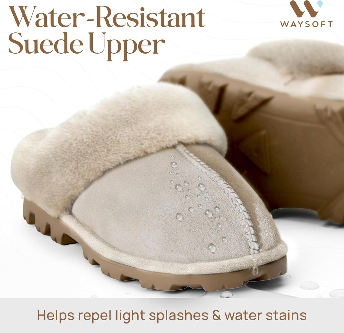 Genuine Australian Sheepskin Women Slippers, Water-Resistant Warm and Fluffy Outdoor House Slippers for Women